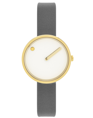 PICTO 30 mm / White dial / Thunder Grey leather strap