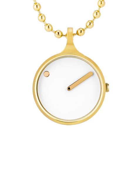PICTO 30 mm / White dial / Gold Necklace
