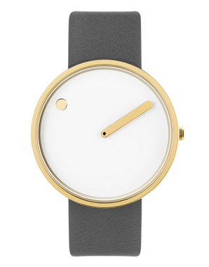 PICTO 40 mm / White dial / Thunder Grey leather strap