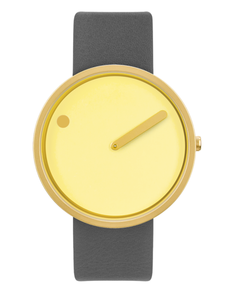 PICTO  40 mm / Yellow dial / Thunder Grey leather strap