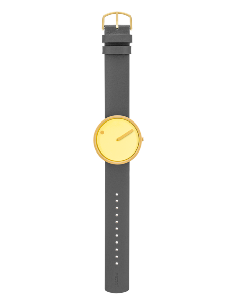 PICTO 40 mm / Yellow dial / Thunder Grey leather strap