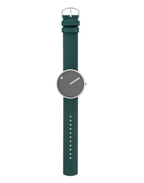 PICTO 40 mm / Thunder Grey dial / Grass Green leather strap