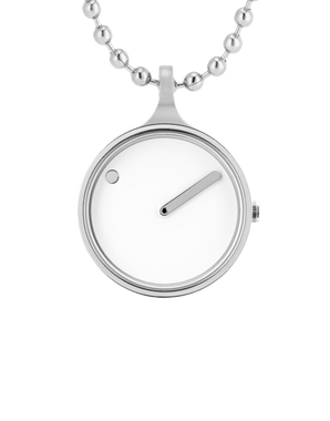 PICTO 30 mm / White dial / Steel necklace