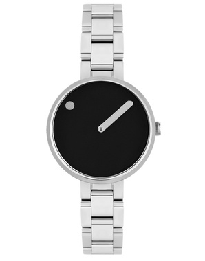 PICTO 30 mm / Black dial / Polished Steel bracelet