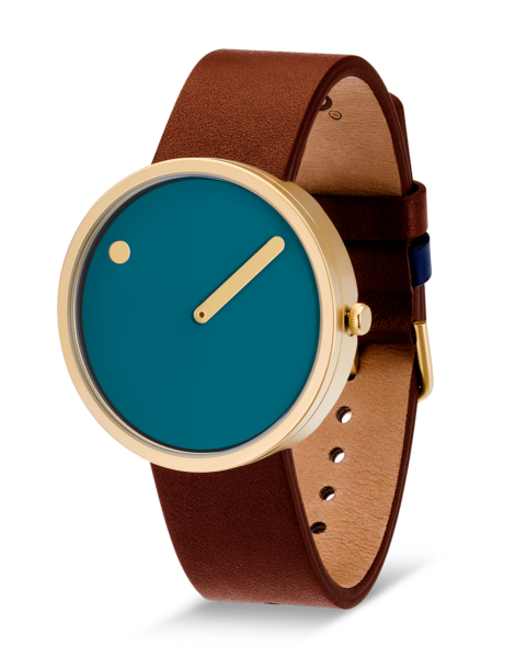 PICTO 40 mm / Dusty Blue dial / Chocolate Brown leather strap