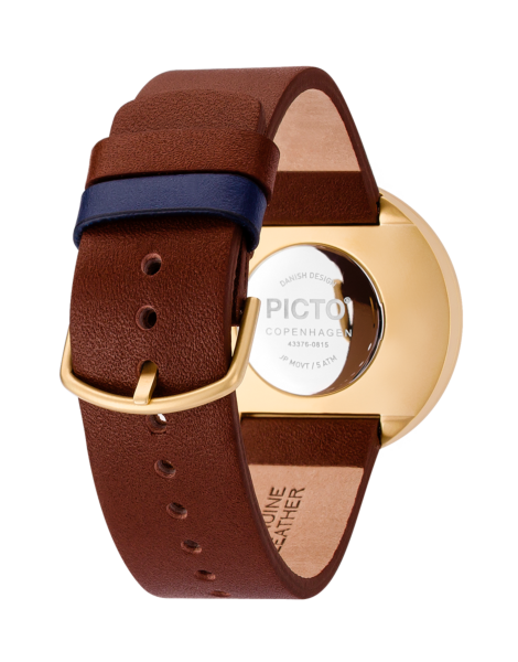 PICTO 40 mm / Dusty Blue dial / Chocolate Brown leather strap