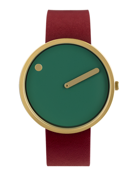 PICTO 40 mm / Dusty Green dial / Ruby Red leather strap