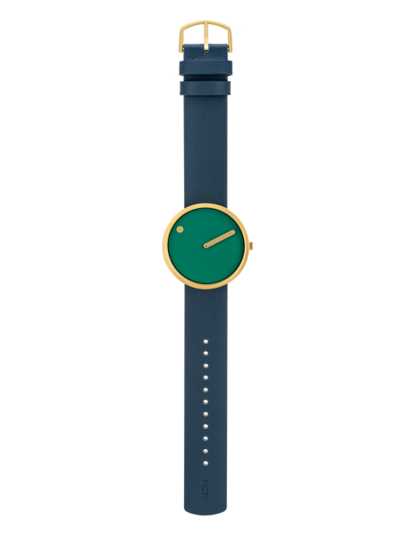 PICTO 40 mm / Dusty Green dial / Midnight Blue leather strap