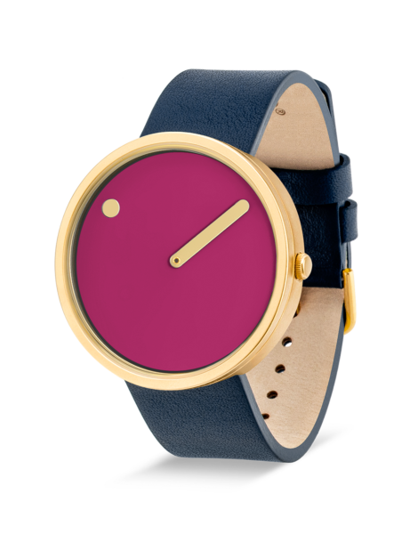 PICTO 40 mm / Pink dial / Midnight Blue leather strap