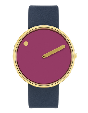 PICTO 40 mm / Pink dial / Midnight Blue leather strap
