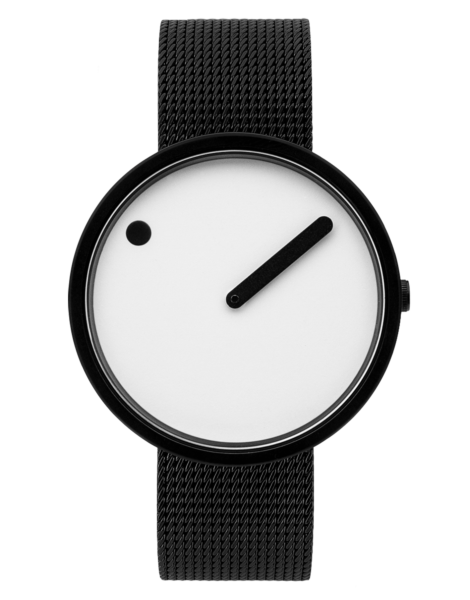 PICTO 40 mm / White dial / Matt black mesh band