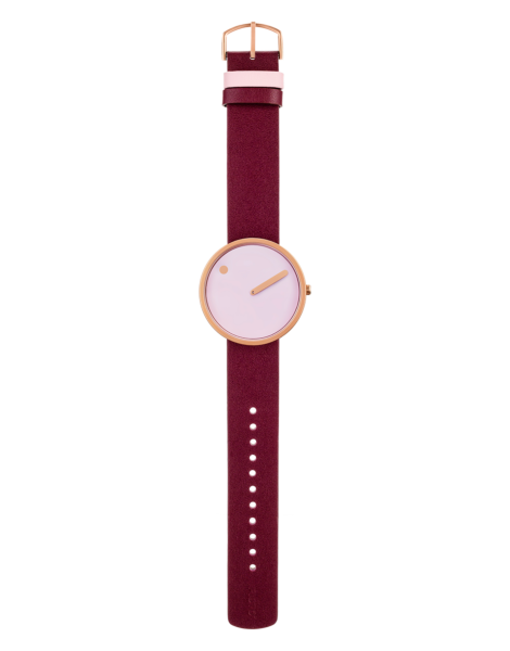 PICTO 40 mm / Dusty Rose Pink dial / Burgundy Red leather strap