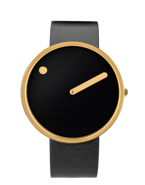 PICTO  40 mm / Black dial / Black leather strap