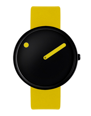 PICTO 40 mm / Black dial / Canary Yellow Leather strap