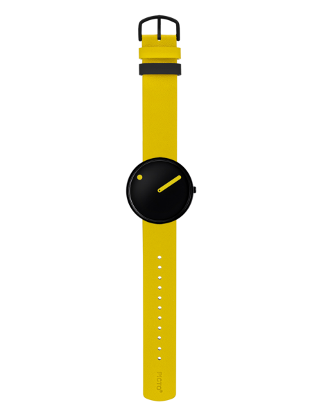 PICTO 40 mm / Black dial / Canary Yellow Leather strap