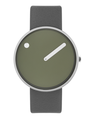 PICTO 40 mm / Fresh Olive dial / Thunder Grey leather strap