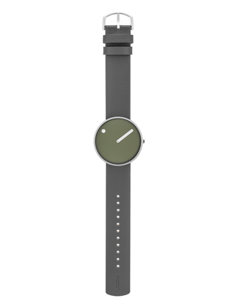 PICTO 40 mm / Fresh Olive dial / Thunder Grey leather strap