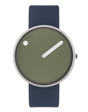 PICTO 40 mm / Fresh Olive dial / Midnight Blue leather strap