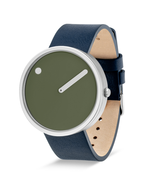 PICTO 40 mm / Fresh Olive dial / Midnight Blue leather strap
