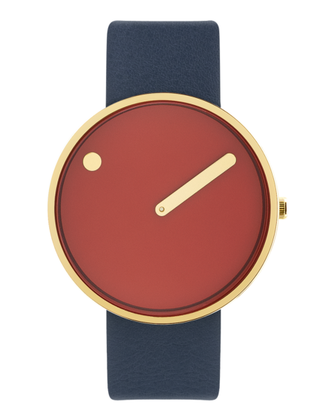 PICTO 40 mm / Cinnamon Red dial / Midnight Blue leather strap