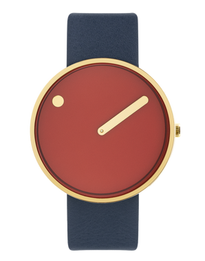 PICTO 40 mm / Cinnamon Red dial / Midnight Blue leather strap