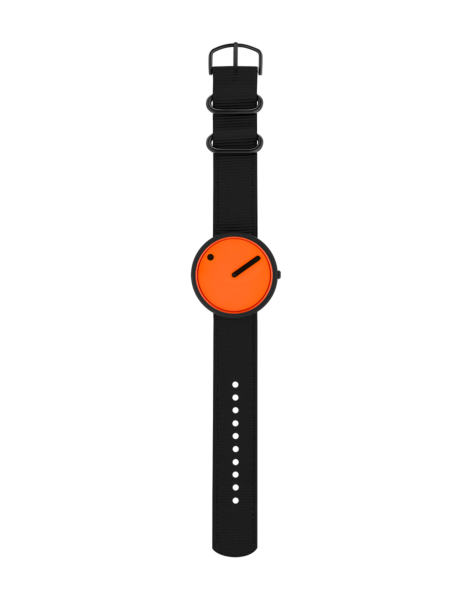 PICTO 40 mm / Signal Orange dial / Manta Ray Black recycled strap
