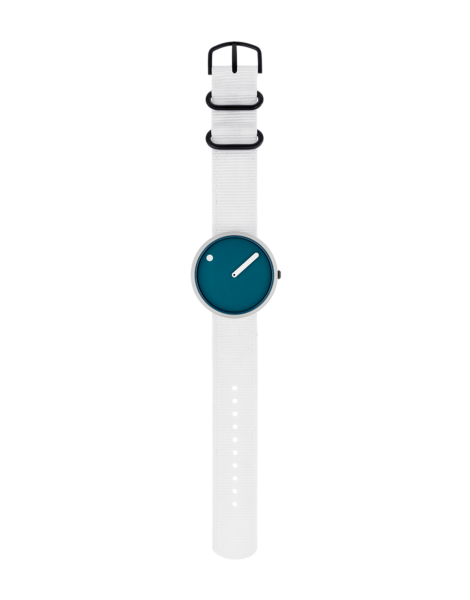 PICTO 40 mm / Dusty Blue dial / Pearl White recycled strap