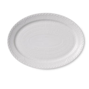 ROYAL COPENHAGEN WHITE FLUTED HALF LACE OVAL PLATE 11"