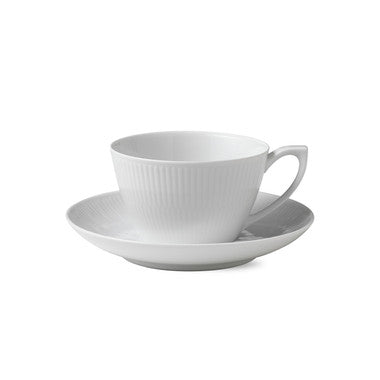 ROYAL COPENHAGEN WHITE FLUTED TEA CUP & SAUCER 9.25OZ