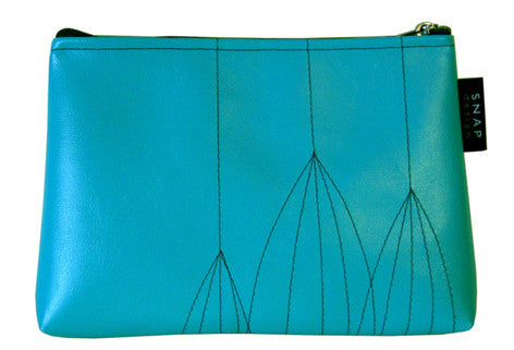 SNAP DESIGN PODS MAKEUP BAG IN TURQUOISE WITH OLIVE