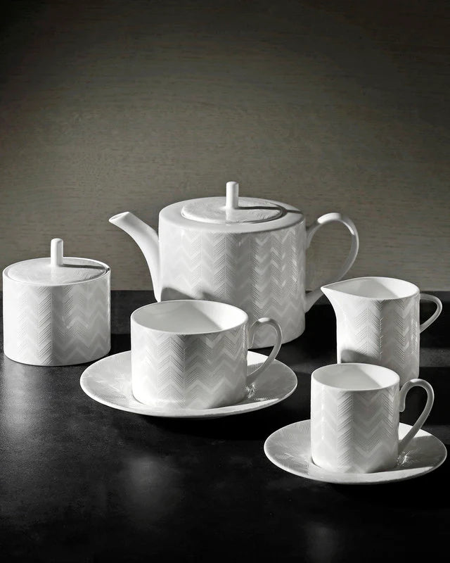 Coffee Cup & Saucer ZIG ZAG (Set of 2) in Luxury Box White diam. 2.3", H 2.5", Cap. 4 oz, Saucer diam. 4.75" by Missoni Home