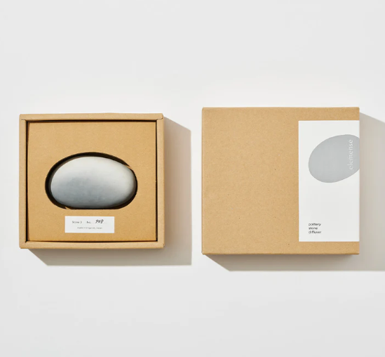 POTTERY STONE DIFFUSER - WHITE & GRAY BY ELEMENSE